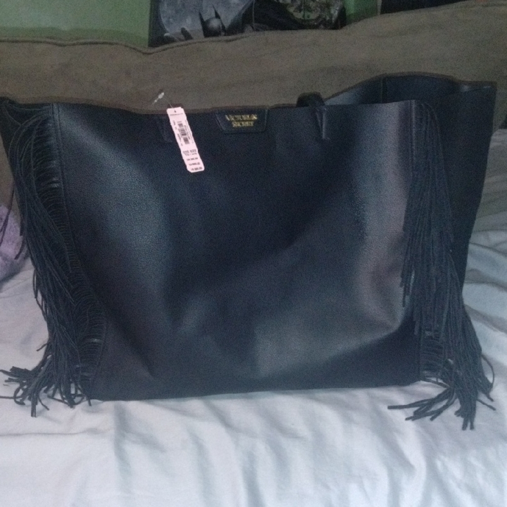Victoria's Secret Black Tote with Fringe